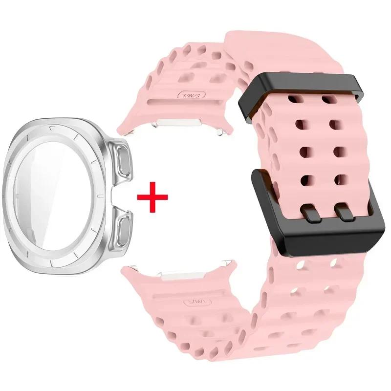 Schutzhülle aus gehärtetem Glas + Armband für Samsung Galaxy Watch Ultra 47mm Silikonarmband für Galaxy Watch Ultra 47mm Armband Schutzhülle