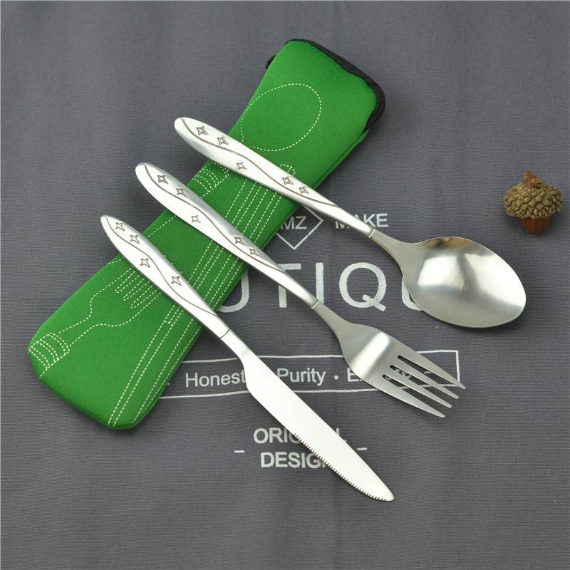 Picnic Set Tableware Washable with Zipper Travel Cutlery Kit Case Portable Pouch for Dinner Household Tool Travel Camping Spoon