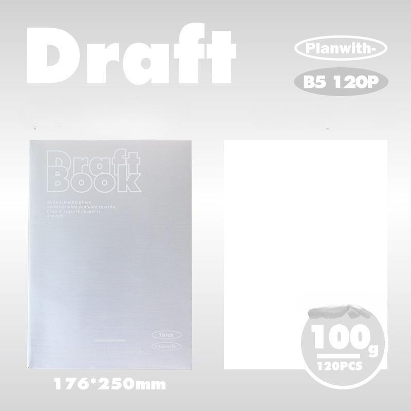 Planwith Friends Project Thick Series Draft Book, Blank Inner Page Flat Spread Draft Book Student Notebook
