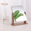 360 Degrees Rotatable Makeup Mirror with Wooden Base High Clarity Men Women Desktop Vanity Mirror Portable Travel Rectangle Cosmetic Mirror