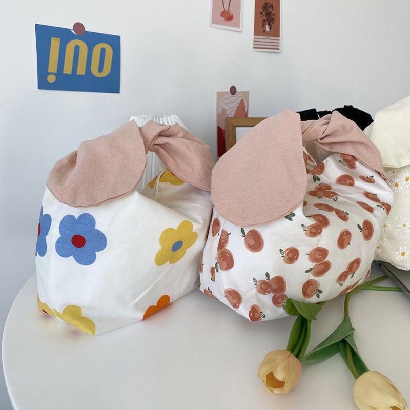 Lunchtasche Baumwolle Bento-Tasche Picknick-Tragetasche Niedlich Öko Kleine Handtasche Tragbar Hasenohren Lebensmittelaufbewahrungsbeutel Für Frauen Kinder