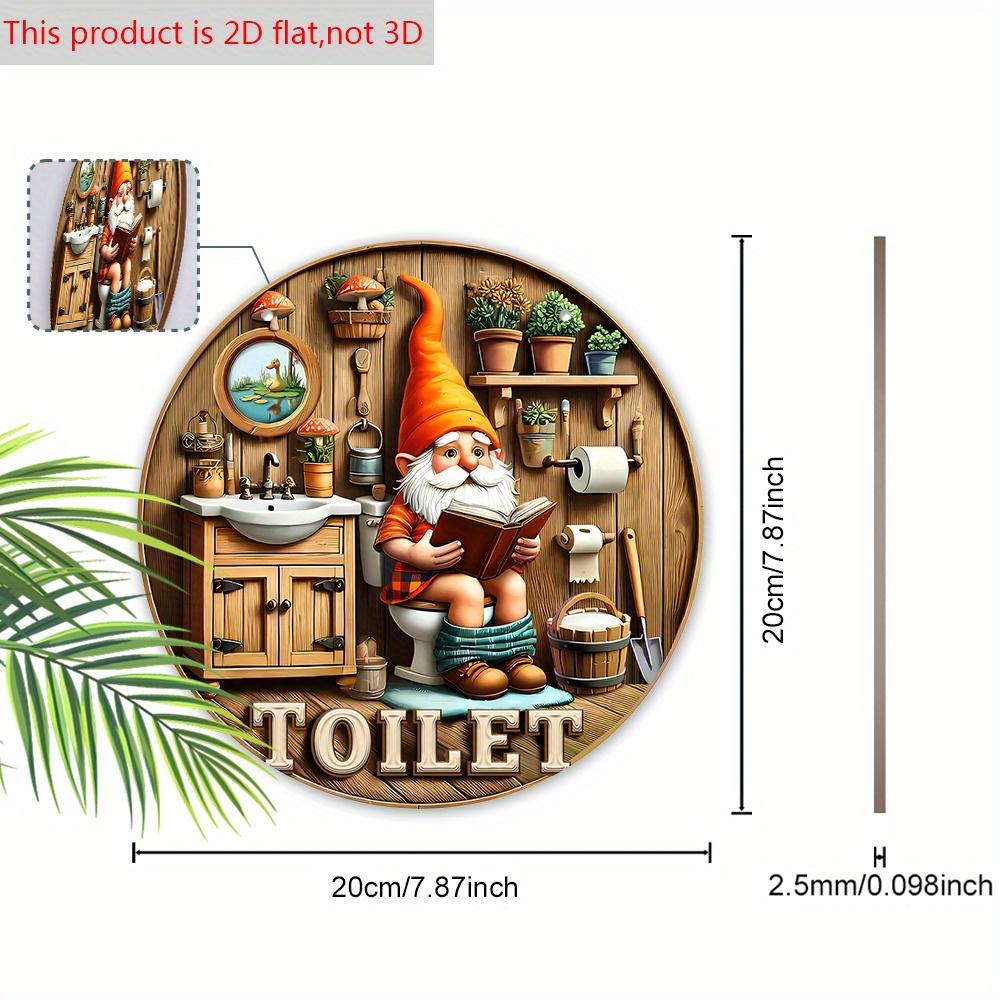 Rustic Wooden Toilet Sign with Charming Gnome Pattern - Decorative Plaque for Bathroom - Ideal Toilet Hanging Ornament MIT