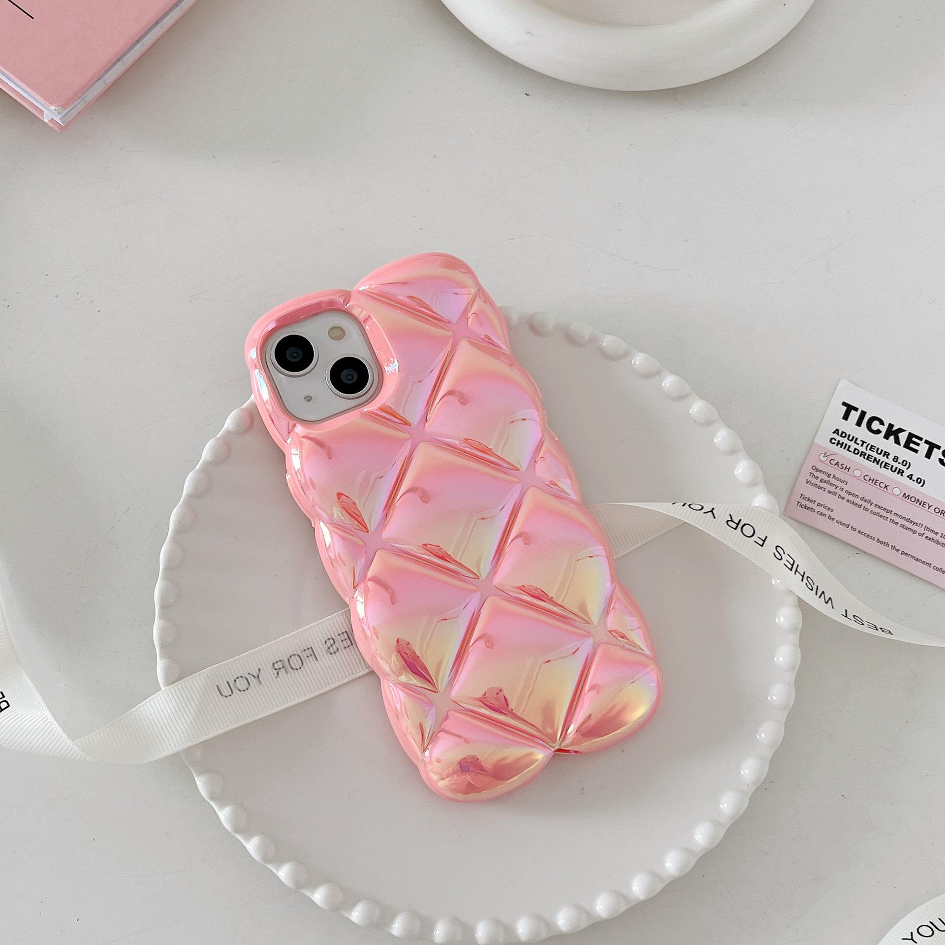 Чехол с цветным гальваническим ромбовидным узором для iPhone 15 Pro Max/14/13 — серия Apple 16 High-End 15