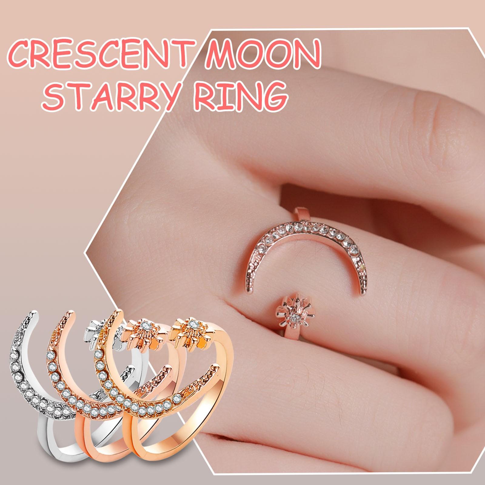 

Кольцо в форме полумесяца, модное кольцо с луной и звездами ветра, кольцо с открытием указательного пальца в форме полумесяца