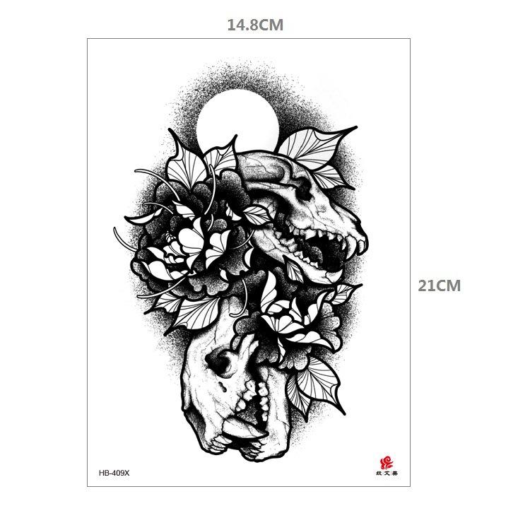 Clown Mouth Flower Body English Color Lion Tiger Half Arm Animal Pattern Water Transfer Simulation Tattoo Sticker