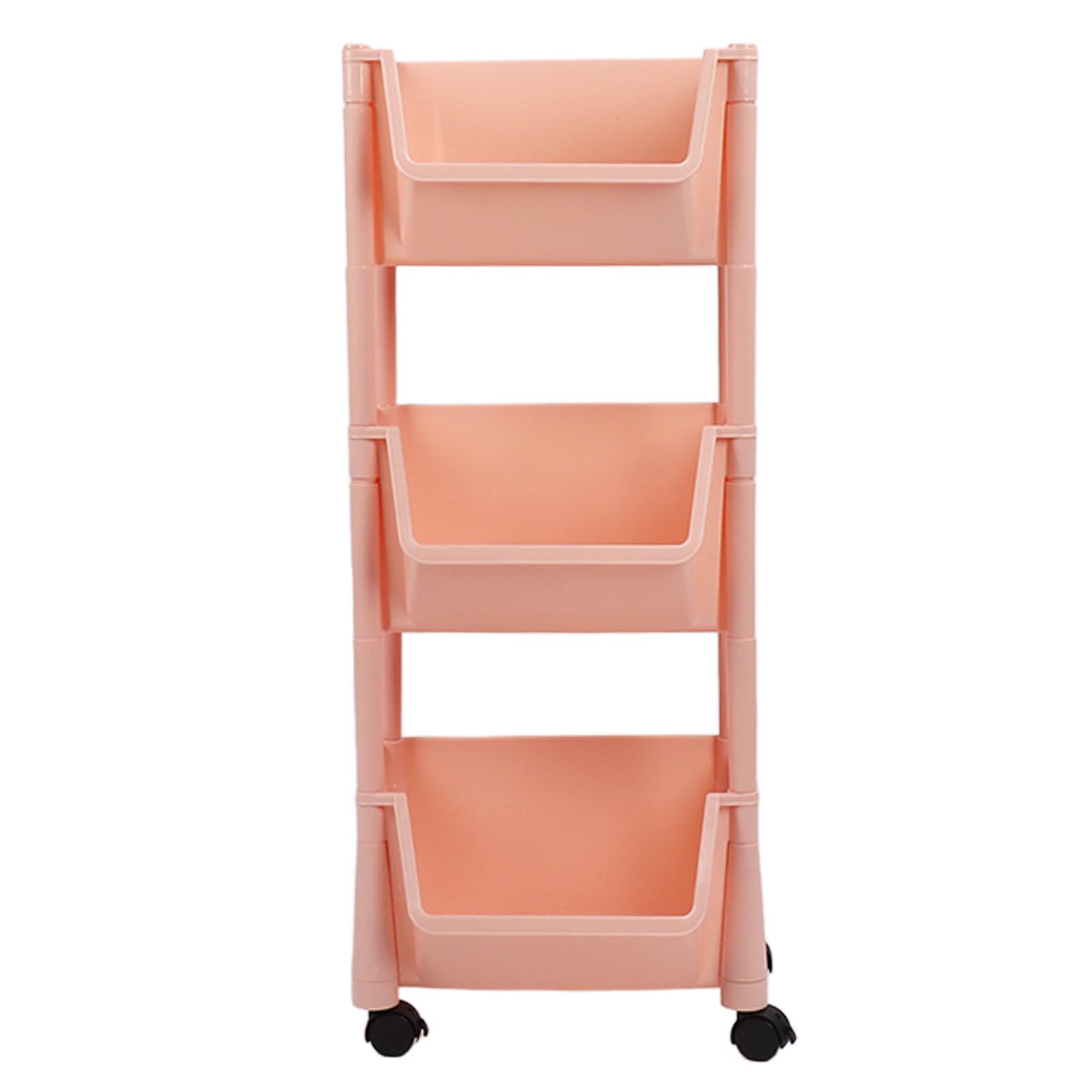 

Compact Rolling Storage Organizer Large Capacity Mobile Utility Cart Movable Storage Book Shelf with Lockable Wheels 3