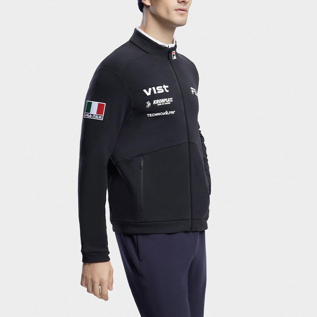 New FILA Knitted Fabric Jacket Men's Pitch Black A11M346502F-BK