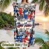 Fire Truck Theme Beach Towel Personalized Custom Name & Text Soft Quick Dry Beach Towel for Swimming Travel