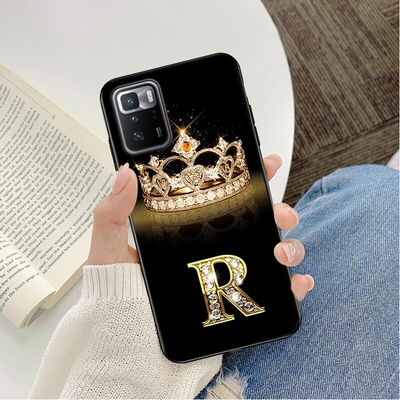 Diamond Crown Letter Phone Case For Xiaomi Redmi Note 11 10 Pro Note 8 Pro 9Pro Note9 9S 10S 9T Redmi 10 9C 9A