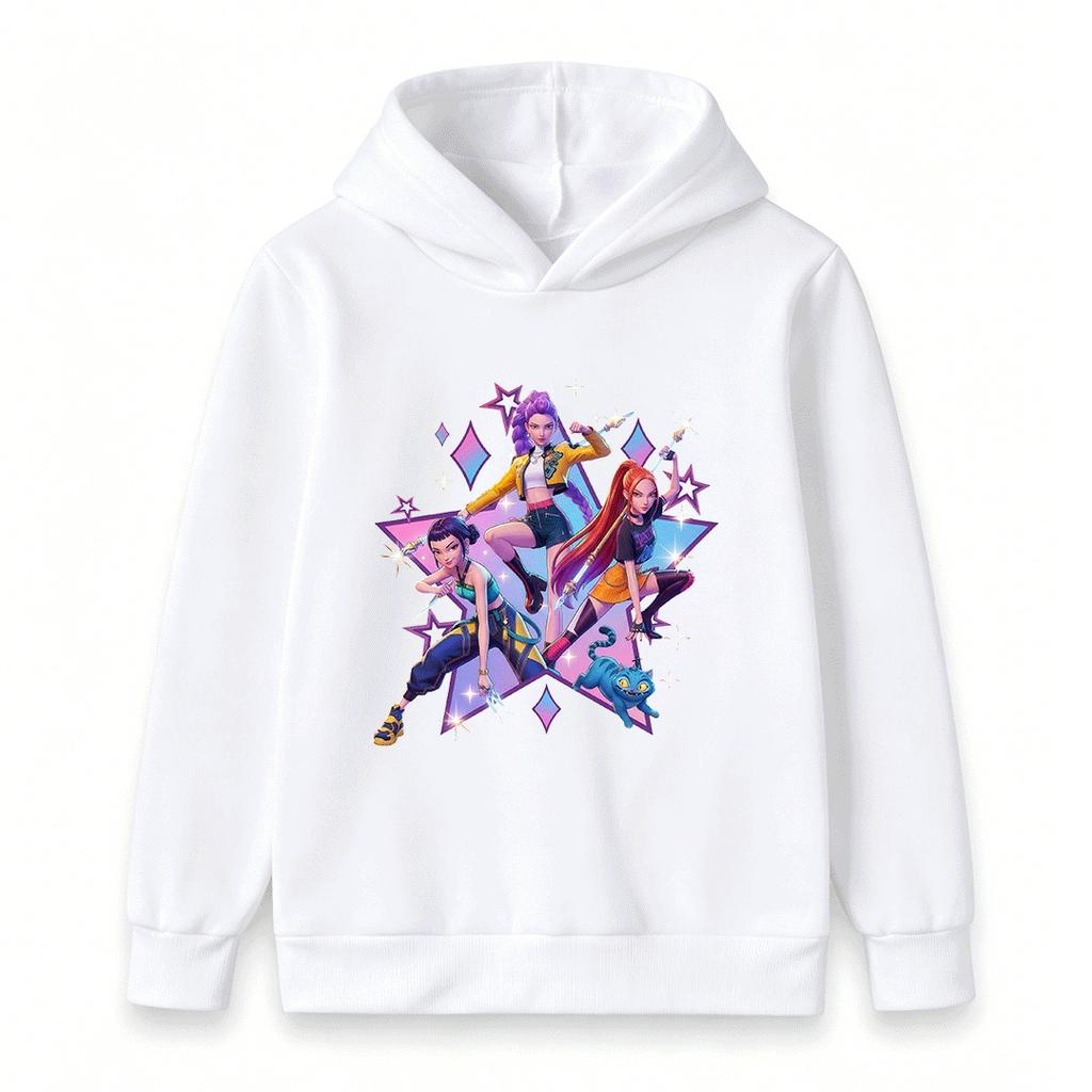 Kids Girls Boys Hoodie Cartoon 3 Action Characters Print Casual Long Sleeve Pullover Sweatshirt for Children