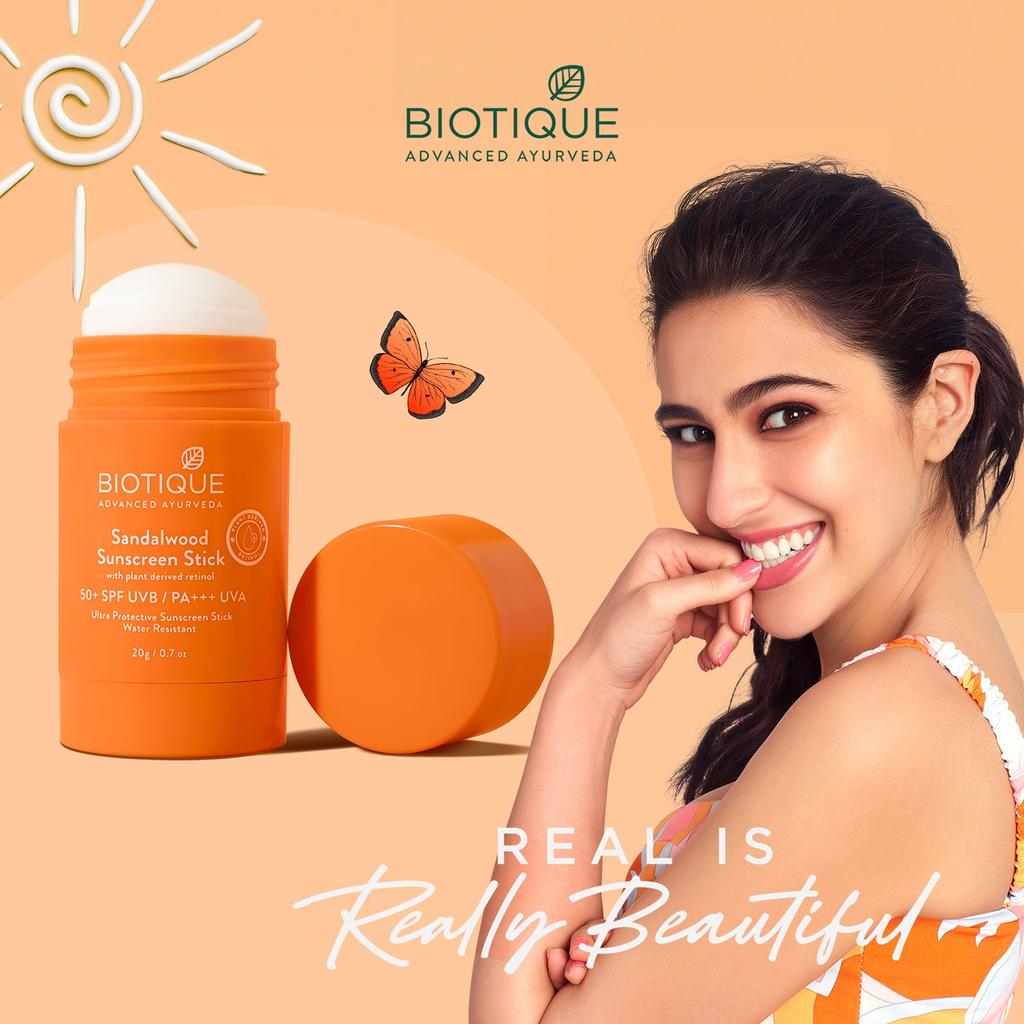 Biotique Sandalwood Sunscreen Stick SPF 50+ | 20Gm | Natural UVA/UVB Protection | Water Resistant | Moisturizing & Non-Greasy