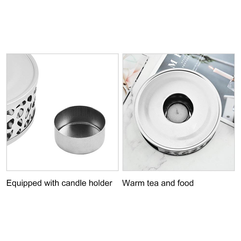 Stainless Steel Teapot Heater Hollow Design Ventilation Hole Teapot Warmer Brushed Finish Silver Tea Warmer Tea Heating