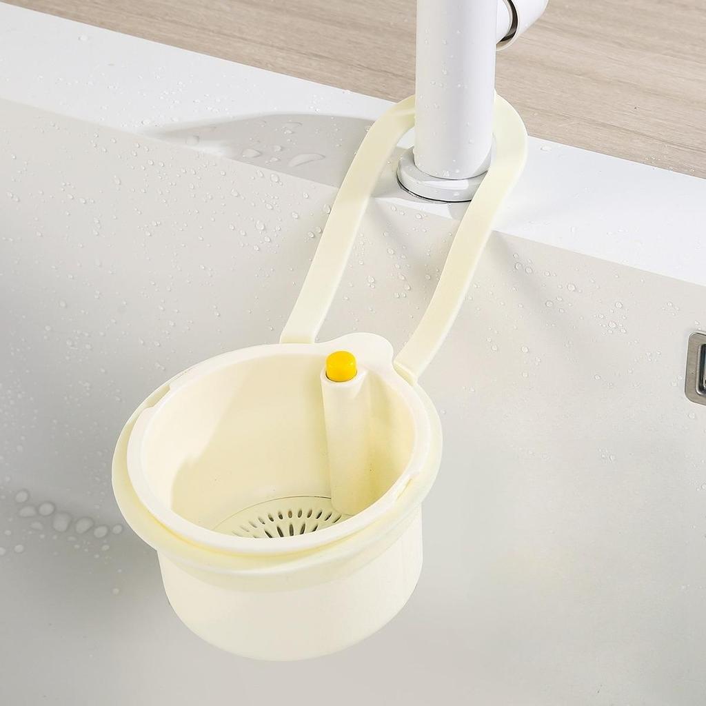 2-In-1 Sink Filter Basket with A Press-Open Lever Adjustable Faucet Hook Clog-Resistant Filter Mesh Durable Kitchen Draining Basket Anti-Clogging Tool