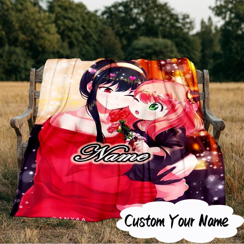 Custom Name Anya Sweet Fan Family Blanket Ideal Bedding Blanket Perfect for Travel, Camping, Living Rooms, Offices, Sofas, Fan Christmas Gift