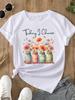(Asian Size) Feather Trend Cute Print O-neck Short Sleeve T-shirts Fashion  Casual Women's Top T Female Clothing  Graphic Tee