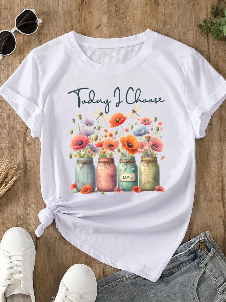 (Asian Size) Feather Trend Cute Print O-neck Short Sleeve T-shirts Fashion  Casual Women's Top T Female Clothing  Graphic Tee