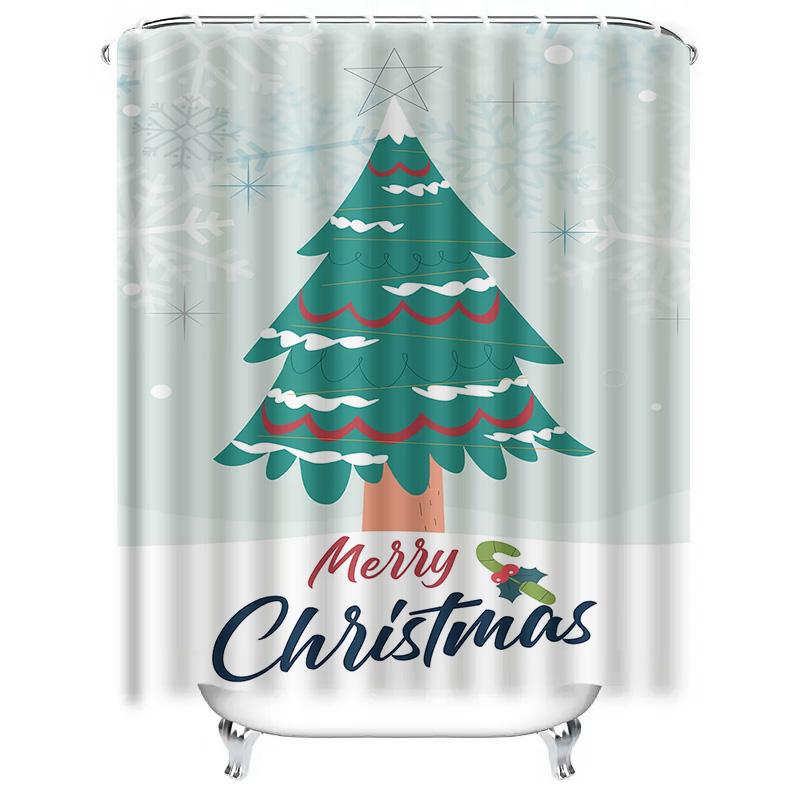 Tuniu Festive Christmas Bathroom Decor Shower Curtain Cute Holiday Forest Design Waterproof Fabric Vibrant Colors Charming Winte
