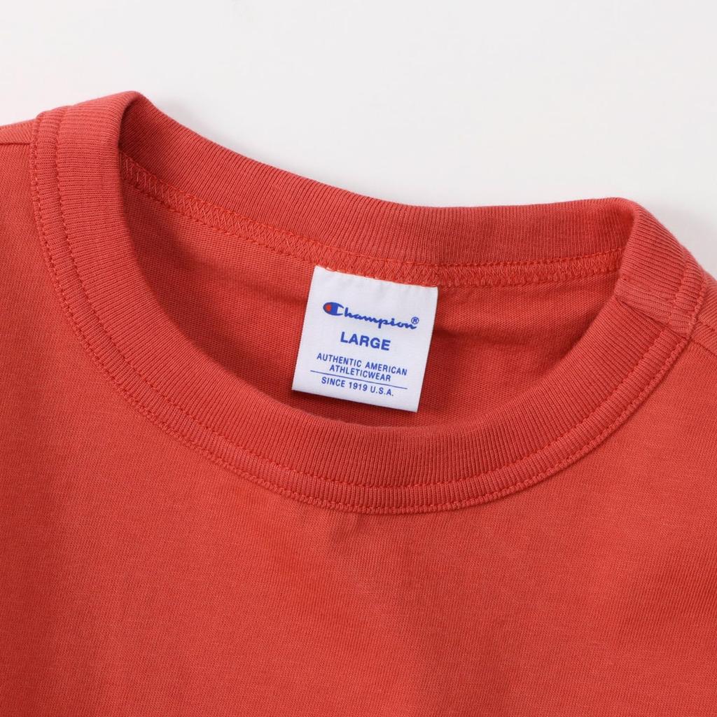 Champion short classic COTTON logo short sleeve red brick T-shirt, sleeve, 100% cotton, USA, one-point embroidery, T-shirt, basic, C3-P300Z/C3-X352L,