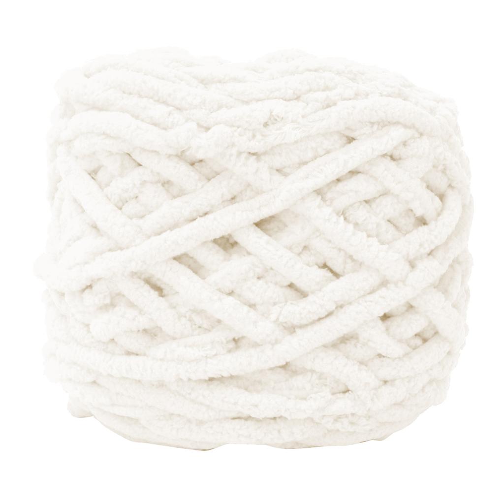 Enkelt tykt isstripegarn strikkepinne strikket vevd teppe tøffellinje(Melkehvit)