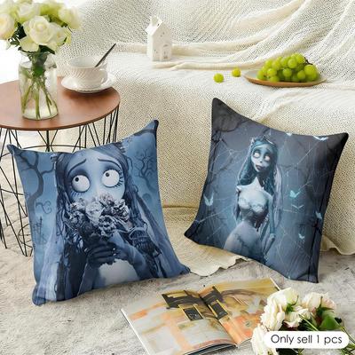 Movie CCorpse Bride Cushion Cover Natural Linen Organic Fabric DoubleSided Printing Sofa Home Decor Gift Pillow Case