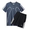 Sports Set Men's Running and Fitness Clothing Equipment Short Sleeved Summer Round Neck Quick Drying Clothes Basketball Training Set Two-piece Set