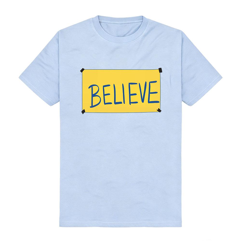 Believe Sign Design Printing T-shirt Short Sleeve Cotton Casual Couple Tees Men Women Basic Streetwear Top Print Crew Neck Shirt