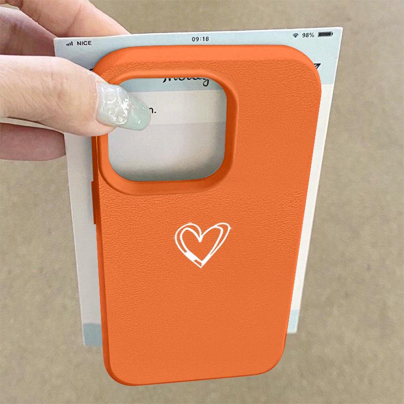 Love Heart Pattern TPU Phone Case For iPhone 17 16e 16 15 Pro Max 14 13 12 Pro Max 11 Air Soft Leather Texture Silicone Cover