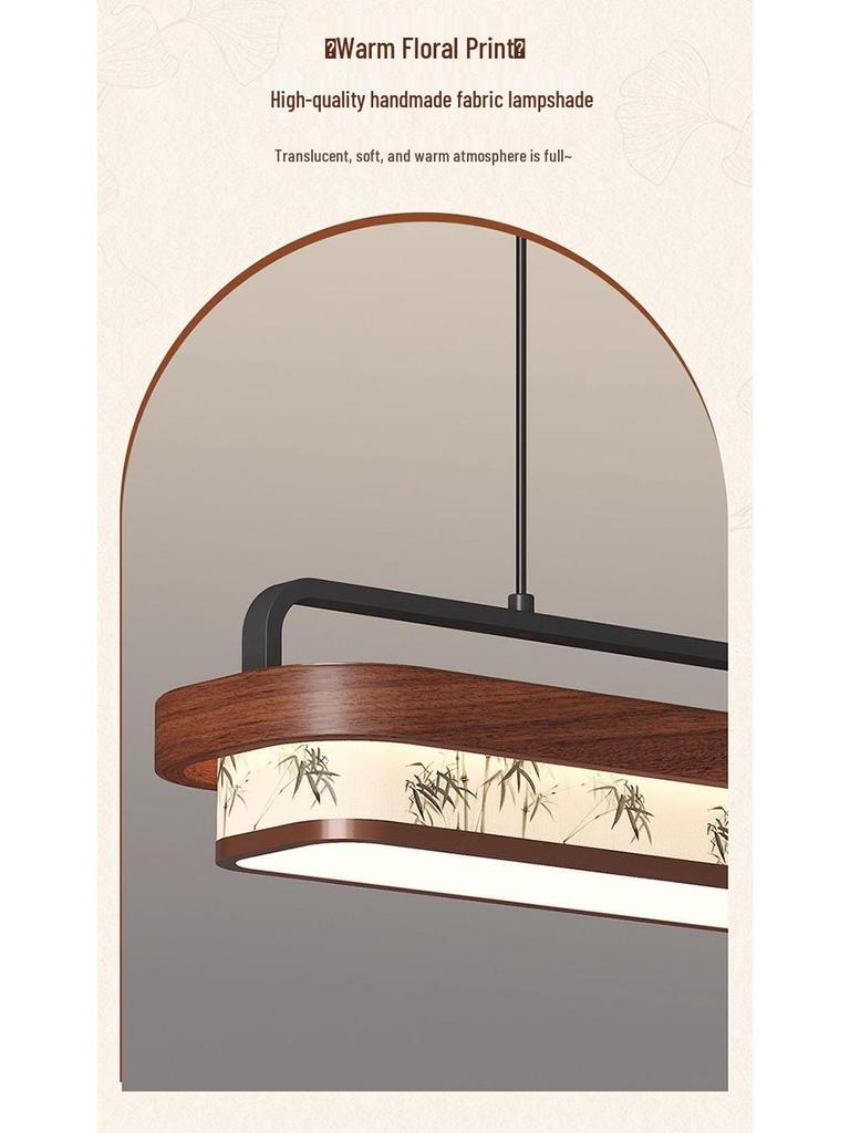 Song Dynasty Zen Chandelier: Retro Fabric, Rectangular Dining Room & Tea Room Light