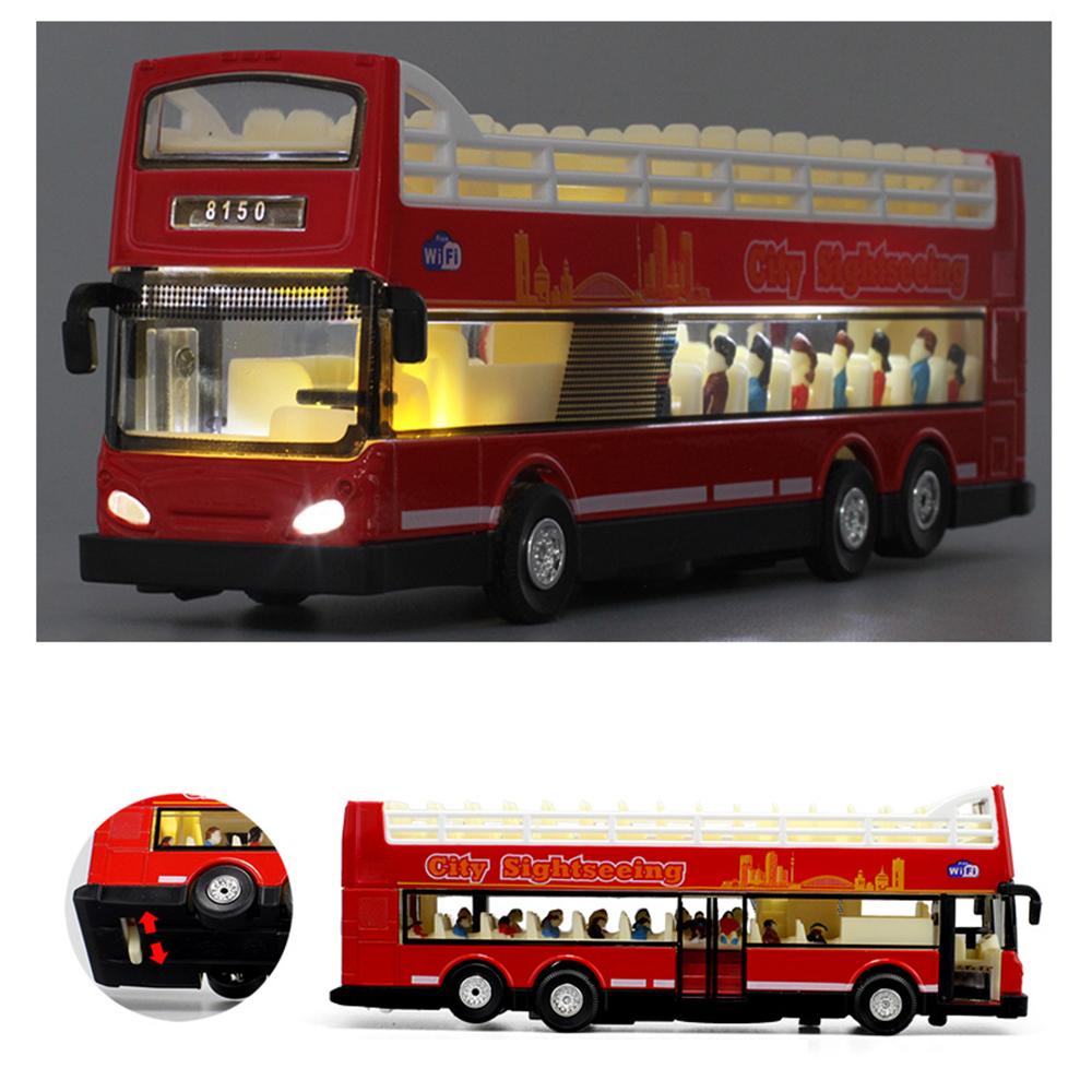 Autobuz din aliaj, autobuz cu două etaje, mașini muzicale cu sunet și lumină, jucării