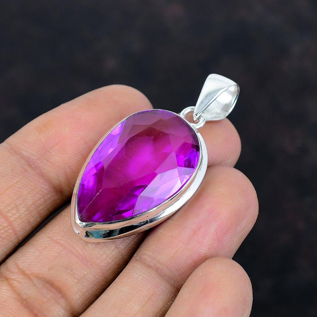 Faceted Pink Tourmaline Pendant Original Gemstone Pendant 925 Sterling Silver Pendant Pink Tourmaline Jewelry Handmade Pendant Gifts for Mom
