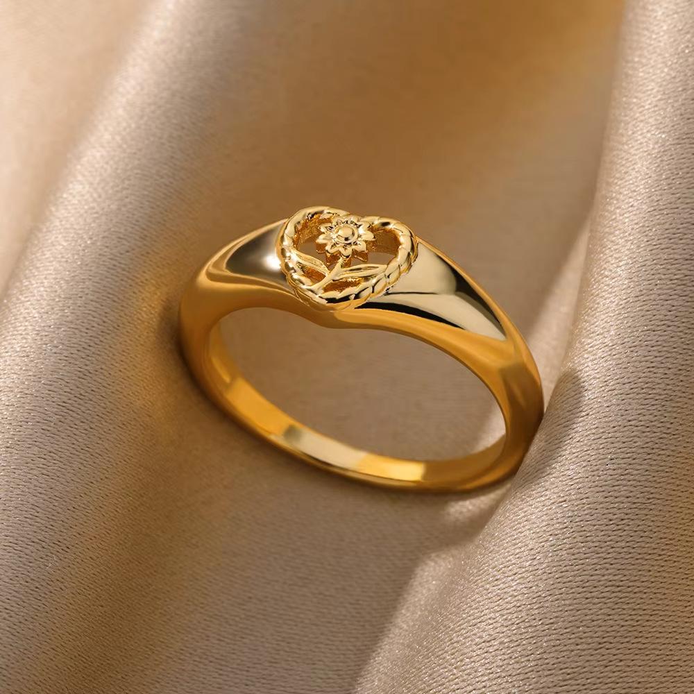 Fashionable Flower Ring, Copper Inlaid with Zircon and Full Diamond Ring, Ladies' Temperament Exquisite Jewelry