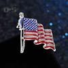 Brosche mit patriotischer amerikanischer Flagge, Zinklegierung, Strass-Emaille, wehende US-Nationalflagge, Anstecknadel, Pullover, Rucksack, Hut, Dekoration, Herren, Damen, Kleidungszubehör