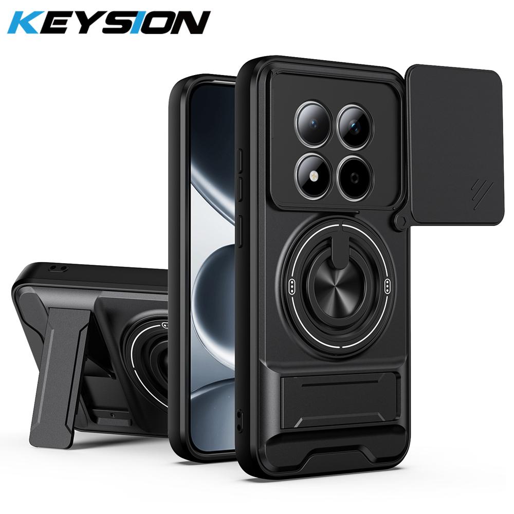 KEYSION Magnetic Phone Case for Redmi Note 15 Pro+ 5G 15 Pro 4G 5G Slide Camera Protection Upright Kickstand Ring Shockproof Back Cover