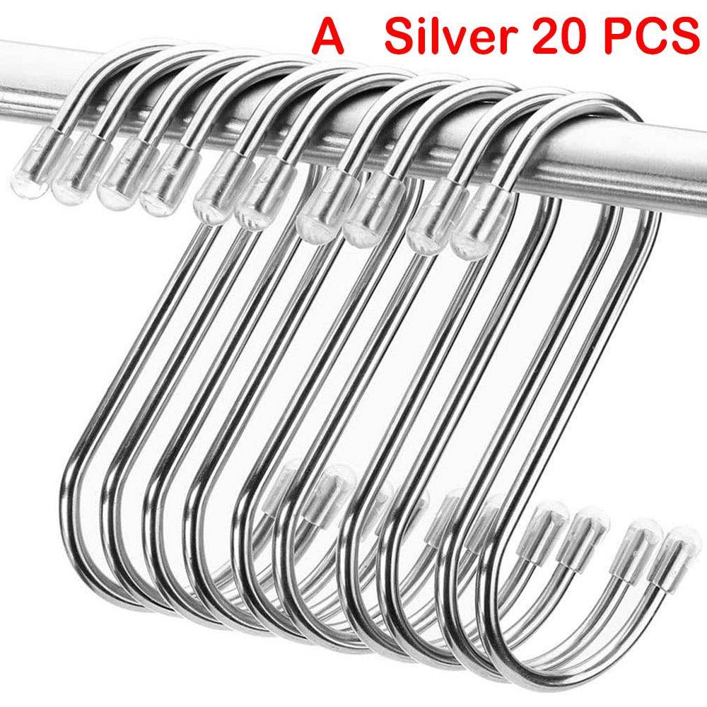 10/15/20/25/30pcs Home Kitchen Stainless Steel Holder Hanger S Shaped Hook Clasps Hooks Storage Rack