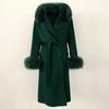 Woman Trend 2024 Autumn Winter 100% Double-sided Wool Coat Ladies Real Fox Fur Collar Detachable Long Coat