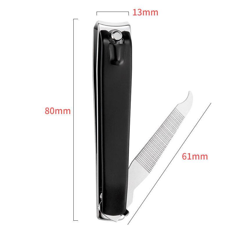 3 Sizes Nail Nipper Stainless Steel Black Fingernail Clipper Anti-Splash Manicure Cutter With Files Portable Manicure Tool