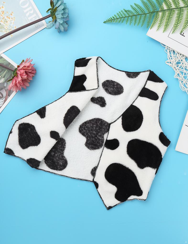 Unisex Kids Boys Girls Fancy Dress-up Flannel Sleeveless Printed Cosplay Theme Party Vest Waistcoat