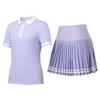 Womens Sporty Polo Top Pleated Skirt Set Tennis Gym Running Active Wear
