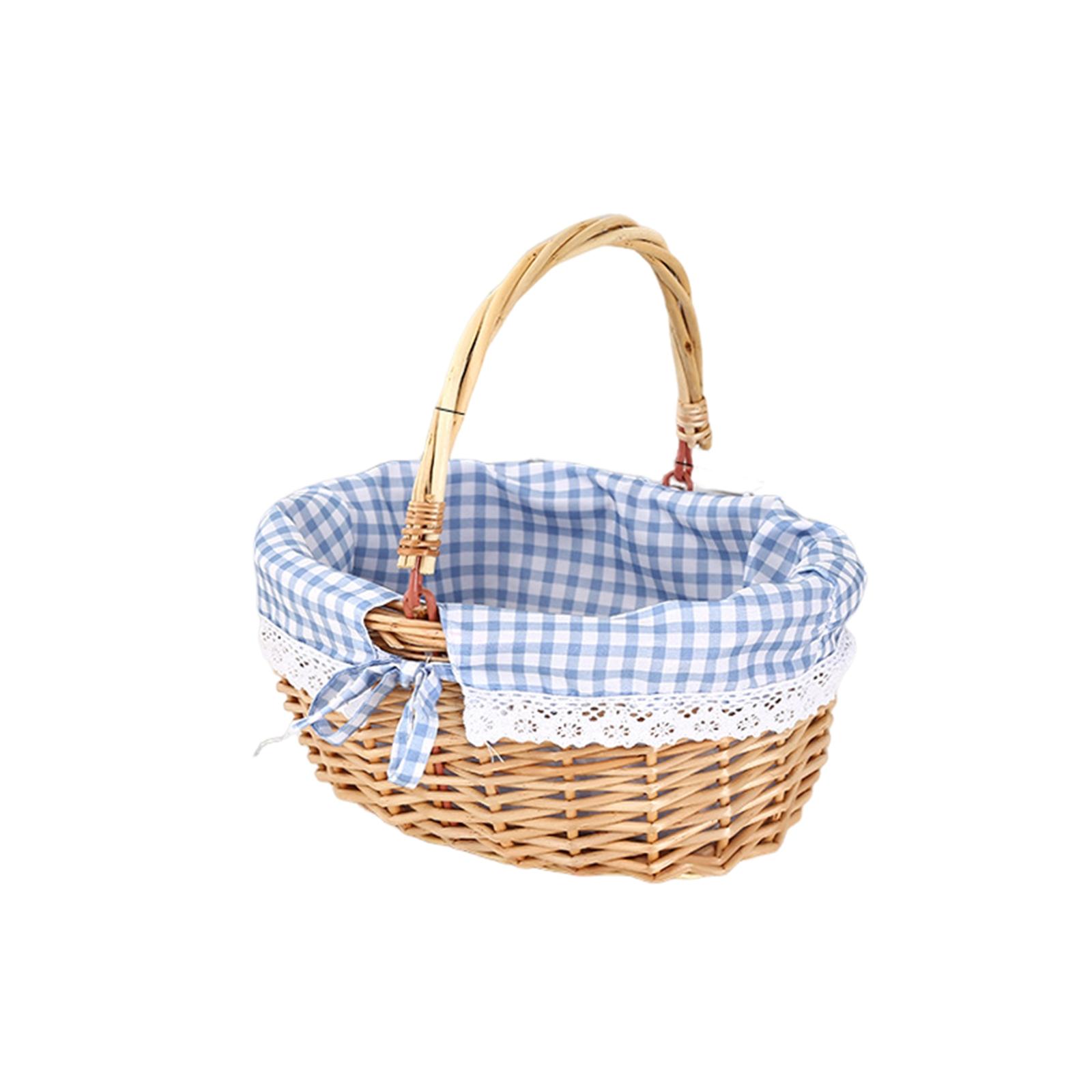 

Woven Basket, Handcrafted Storage Basket With Handles And Linen, Multifunctional Bread And Fruit Container, Ideal For Family Gatherings