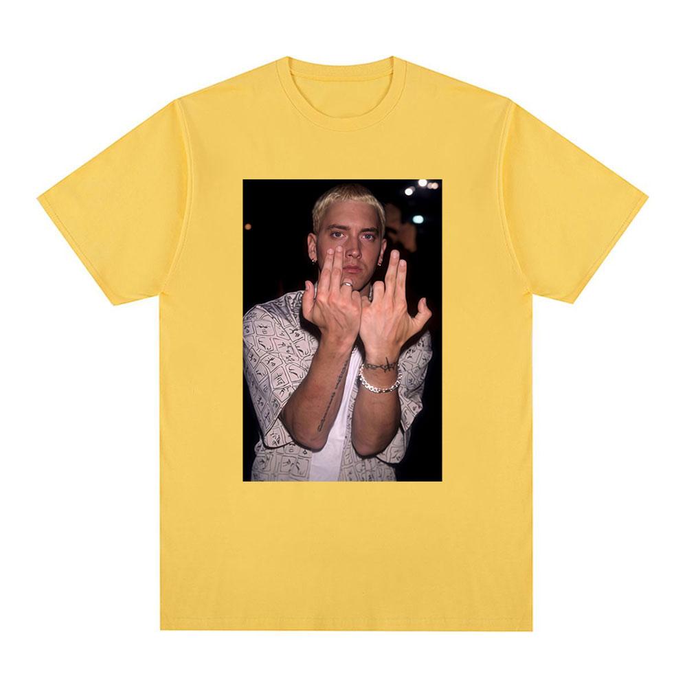 Rapper Eminem Gesture Graphic Tshirt Unisexs Women Hip Hop Fashion Short Sleeve Tshirts Summer Cotton Casual T Shirt Streetwear