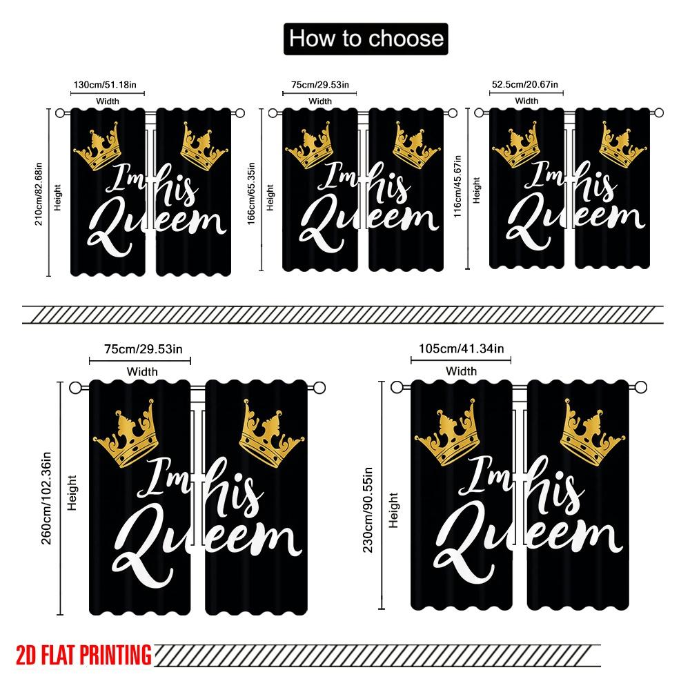 2pcs,2D Plane Printing Curtain Popular King and Queen (29) Durable 100% Polyester Fabric (without Rod) Decorations Outdoor Ldeal