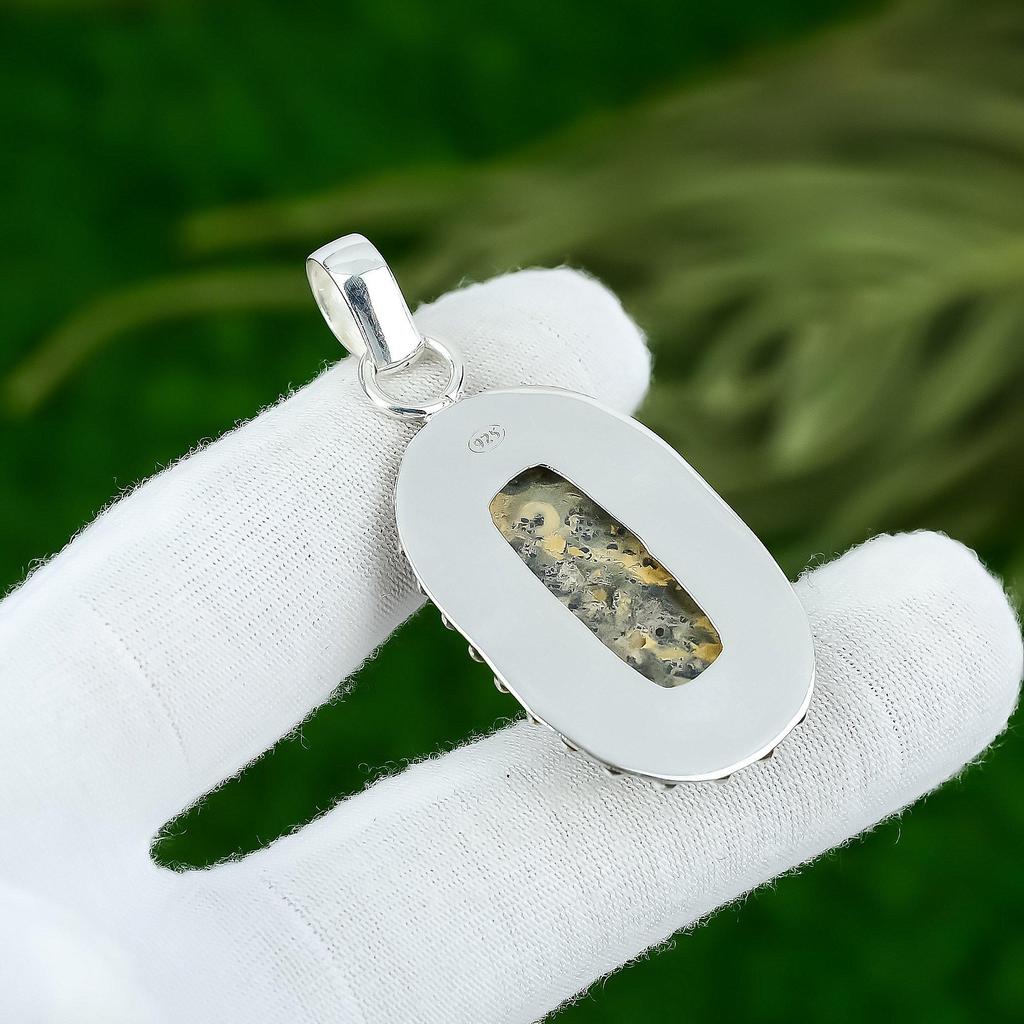 Anniversary Gift For Her Natural Dendrite Opal Gemstone Pendant 925 Silver