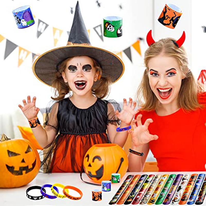 10/30/50 Halloween Slap Bracelets for Kids, Stress Relief Sensory Toys, Halloween Bracelets Bulk for Girls Boys Gifts