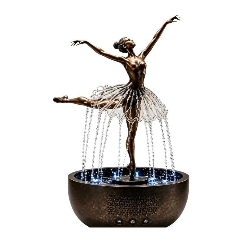 Tisch-Dekoration Wasserspiel Figur Akzent für Wohnzimmer Schlafzimmer oder Arbeitszimmer Aufstellung, Künstlerisches Indoor-Heimstück 21 x 21 x 28 cm