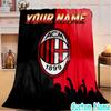 Custom Name Milan Logo Flannel Blanket Seasonal Universal Blanket For Indoor/outdoor, Perfect For Bedroom Sofa birthday gifts