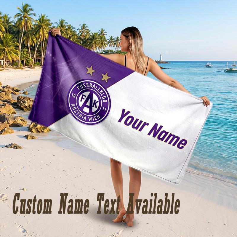 Austria Wien FC Design Beach Towel Custom Text Large Towel for Beach Vacation