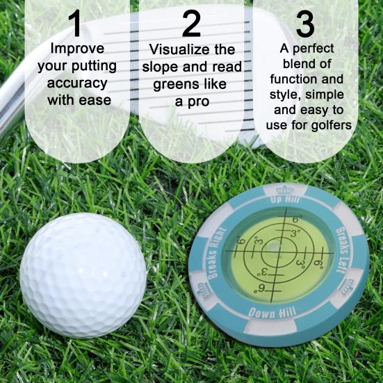 Golf Hat Clip Ball Marker with High Precision Green Reading Aid Compact Size Lightweight Portable Bubble Level Golf Putting Green Reader