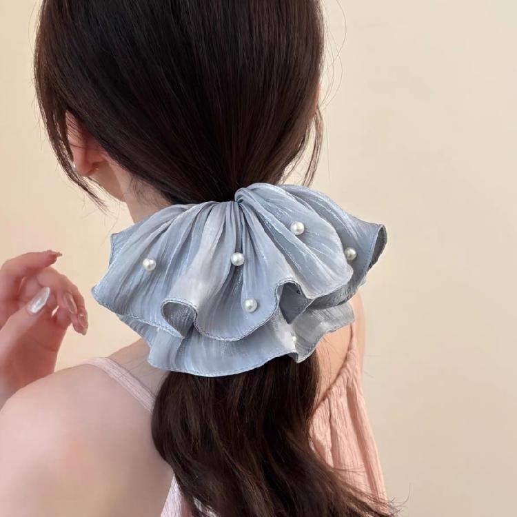 Luxurious French Style Scrunchies with Beaded Embellishments and Lace Trim Ponytail Holder Hair Accessories Hair Tie