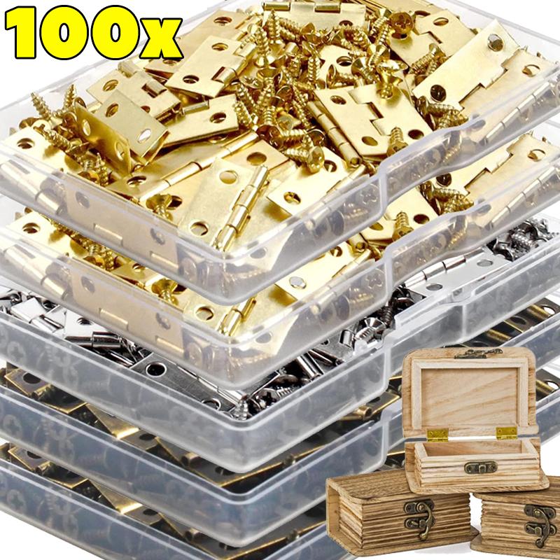 Mini Butt Hinges with Screws Bronze Golden Silver Small Hinges Wooden Box Jewelry Box Hinges for DIY Crafts Making Accessories