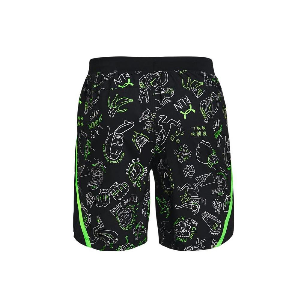 Under Armour All Over Print Elastic Waist Straight Leg Shorts Men Shorts Black 1361496-001